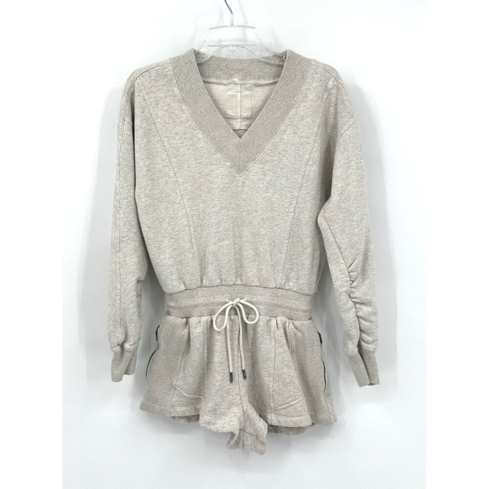 FREE PEOPLE MOVEMENT intercept romper sweats shorts drawstring waist gray S - Picture 3 of 12